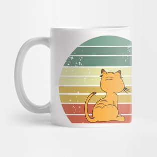 cat watching sunset retro Mug